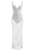 Crystal Embellished Bustier Lace Maxi Dress White