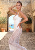 Crystal Embellished Bustier Lace Maxi Dress White