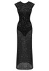 Sequin Backless Maxi Dress Black