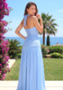 Halter Floral A Line Corset Maxi Dress Blue