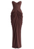 Strapless Bustier Draped Corset Maxi Dress Brown