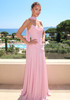 Strapless Draped Corset A Line Maxi Dress Pink