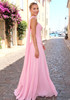 Strapless Draped Corset A Line Maxi Dress Pink