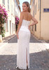 Strapless Scalloped Lace Maxi Dress White