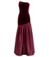 Strapless A Line Maxi Velvet Dress Burgundy