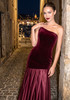 Strapless A Line Maxi Velvet Dress Burgundy