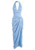 Halter Draped Corset Maxi Dress Blue