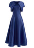 Short Sleeve A Line Maxi Dress Blue