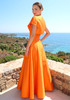 Short Sleeve A Line Maxi Dress Orange