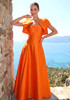 Short Sleeve A Line Maxi Dress Orange
