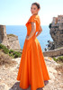 Short Sleeve A Line Maxi Dress Orange