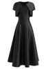 Short Sleeve A Line Maxi Dress Black