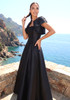 Short Sleeve A Line Maxi Dress Black
