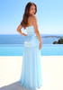 Strapless Floral A Line Maxi Dress Turquoise