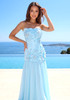 Strapless Floral A Line Maxi Dress Turquoise
