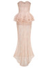 Strapless Nude Peplum Maxi Dress Nude Pink
