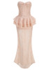 Strapless Nude Peplum Maxi Dress Nude Pink