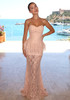 Strapless Nude Peplum Maxi Dress Nude Pink