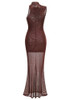 Asymmetric Embellished Maxi Dress Brown