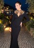 Long Sleeve Embellished Maxi Dress Black