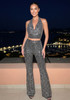 Halter Sparkly Two Piece Jumpsuit Silver