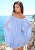 Draped Bardot Dress Blue