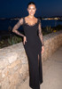 Long Sleeve Embellished Lace Maxi Dress Black