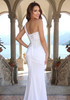 Draped One Shoulder Sequin Corset Maxi Dress White
