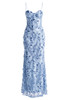 Floral Sequin Structured Bustier Maxi Dress Blue