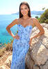 Floral Sequin Structured Bustier Maxi Dress Blue