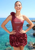 One Shoulder Floral Dress Burgundy
