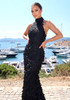 Halter Petal Detail Maxi Dress Black