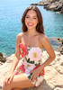 Copy of Strapless Floral Detail Dress Red Pink