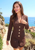 Long Sleeve Structured Bustier Dress Brown