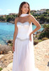 Strapless Crystal Bustier A Line Maxi Dress White