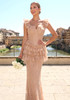 Ruffle Lace Maxi Dress Peach Nude