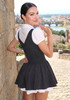 Short Sleeve Bow Detail A Line Dress Black