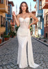 Strapless Draped Lace Bustier Maxi Dress Ivory