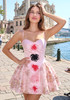 Floral Sequin A Line Dress Pink