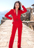 Long Sleeve Peplum Suit Red