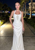 Halter Crystal Structured Draped Maxi Dress White