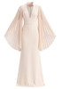 Pleated Sleeves Maxi Dress Ivory Nude