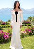Long Sleeve Floral Detail Bardot Maxi Dress Ivory Black