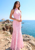 Halter Crochet Maxi Dress Pink