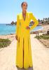 Long Sleeve Scalloped Hem Maxi Dress Yellow