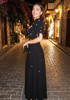 Short Sleeve Crystal A Line Maxi Dress Black
