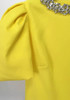 Short Sleeve Crystal Two Piece Maxi Dress Yellow