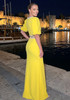 Short Sleeve Crystal Two Piece Maxi Dress Yellow