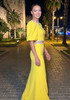 Short Sleeve Crystal Two Piece Maxi Dress Yellow