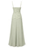 Lace Bustier Pleated A Line Maxi Dress Green